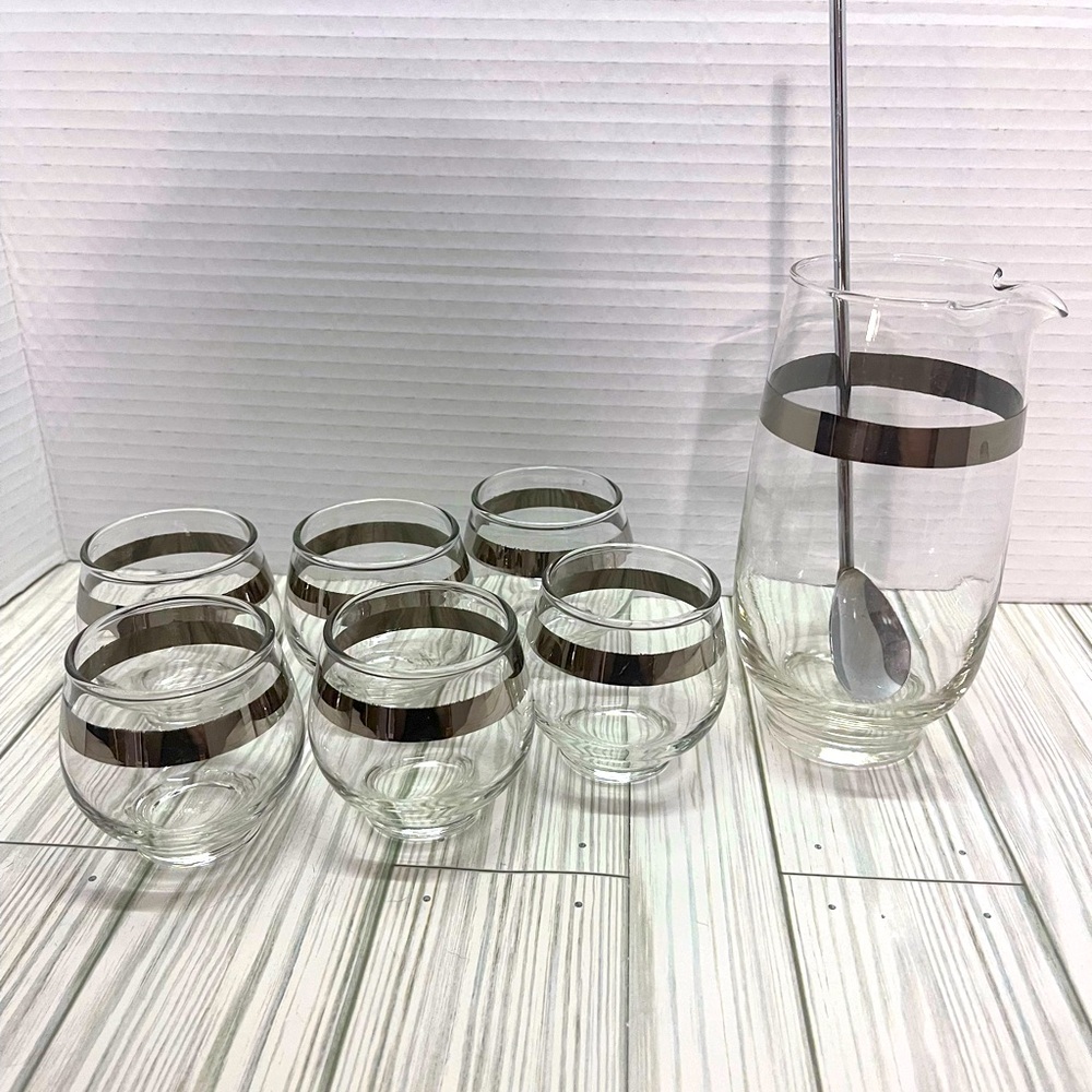 Vintage Libby Roly Poly Glasses and Cocktail Pitcher set.